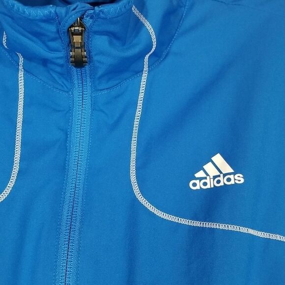 Adidas Jacket Women's Large Team Performance Full Zip Long Sleeve Blue White - Picture 7 of 7